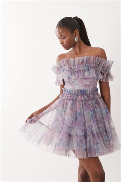 Мини-платье с тюлевым поясом в стиле «скейтер» артикул 155813606