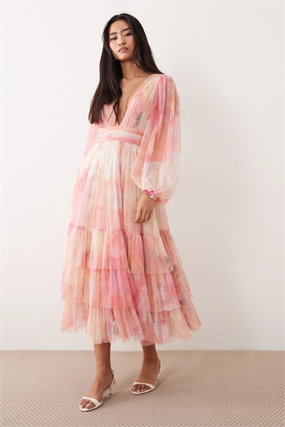 Макси-платье с длинными рукавами артикул 155813586