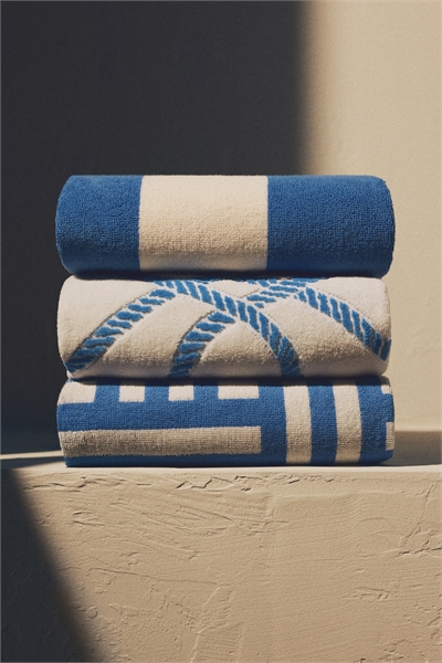 Полосатое хлопковое пляжное полотенце артикул 1315854001