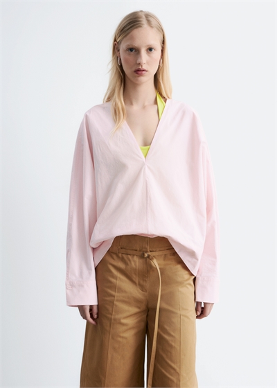 Скульптурная хлопковая блузка с V-образным вырезом артикул 1321977003