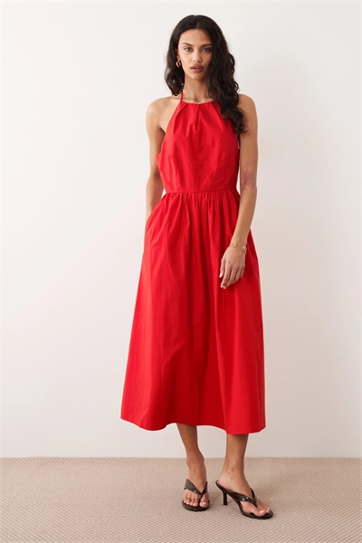 Бурштиновое платье средней длины с завязками на шее для торжественных случаев артикул 153883323