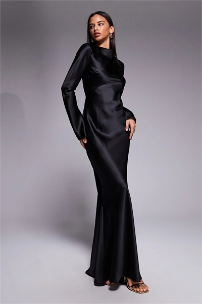 Атласное платье в пол артикул 150481395