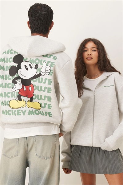 Универсальная толстовка оверсайз из ткани типа «скуба» с капюшоном и застежкой-молнией, с принтом Микки Мауса артикул 148711265