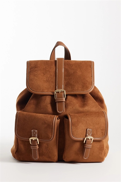 Рюкзак с двумя карманами из искусственной замши артикул 155765496