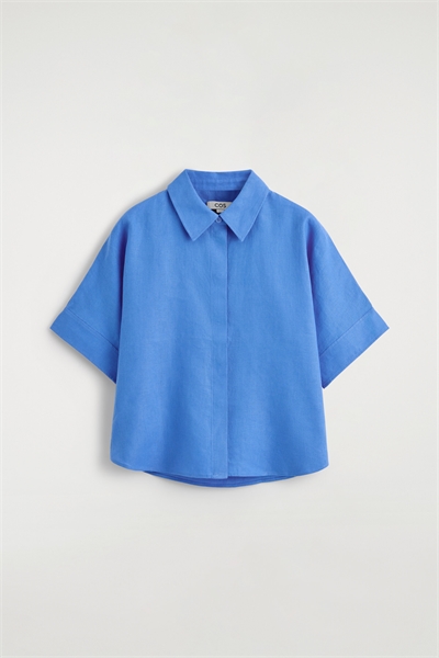Оверсайз-рубашка из льна с короткими рукавами артикул 1314348003