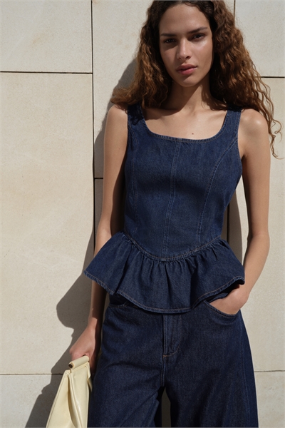 Джинсовый топ с баской артикул 1329522001