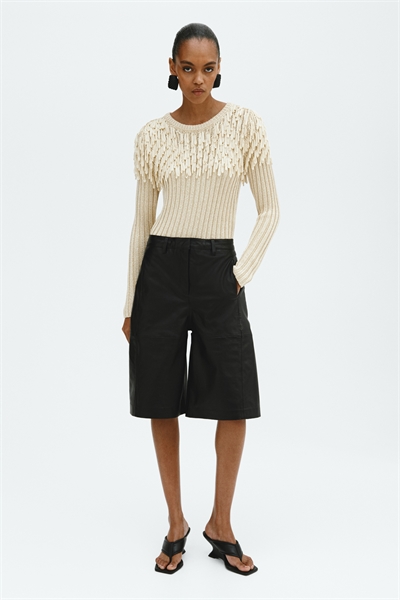 Топ из ребристой ткани с бахромой артикул 1334908001