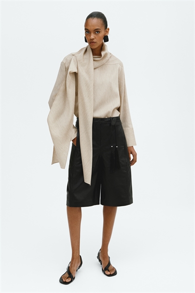 Блузка с воротником-шарфом из смешанного льна артикул 1335116001