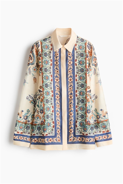 Рубашка свободного кроя с принтом артикул 1337339002