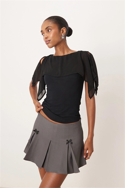 Топ из смешанного материала: шифон и джерси в стиле бохо от Cirata артикул 152624214