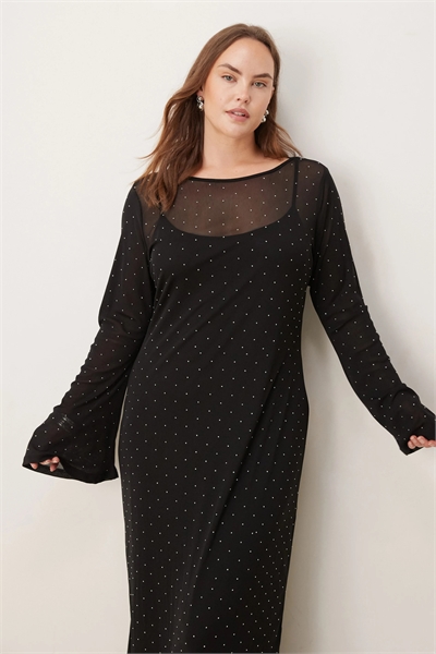 Платье средней длины с рукавами-колокольчиками из сетчатого материала с декоративными элементами из коллекции «Never Fully Dressed Curve» артикул 152557639