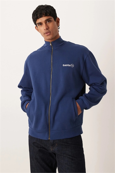 Свитшот свободного кроя на молнии с вышитым принтом артикул 151053328