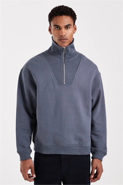 Свитшот с воротником-воронкой и полузастежкой-молнией артикул 152149812