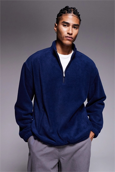 Свободная флисовая кофта с четвертью молнии и прямого кроя артикул 146925048