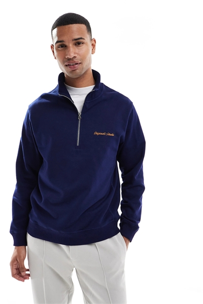 Свитшот с четвертью молнии и свободным кроем артикул 148849399