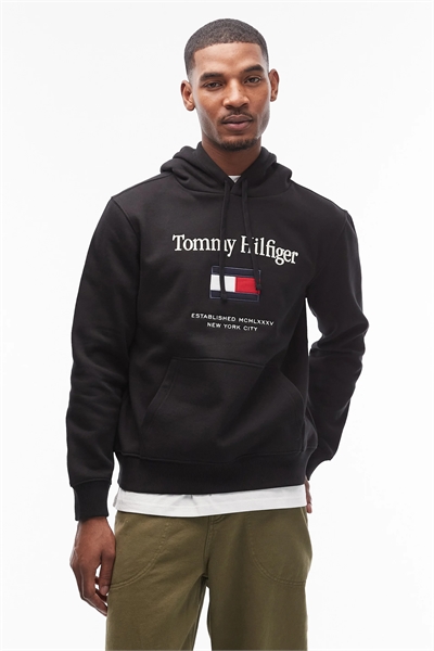 Толстовка с капюшоном и вышитым логотипом в центре артикул 151484270