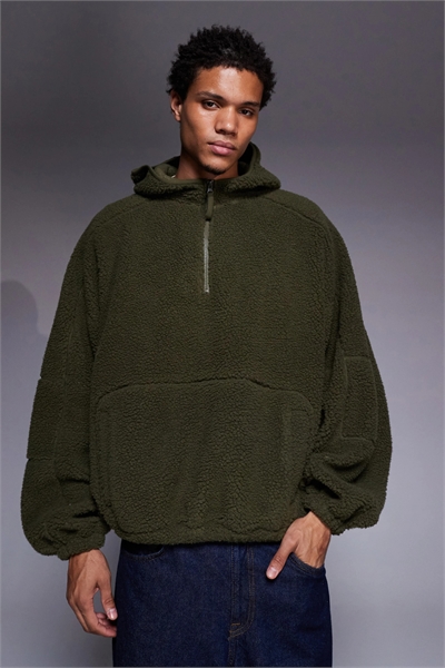 Худи с воротником-воронкой и застежкой-молнией на четверть длины, в стиле «экстремальный оверсайз» артикул 146925171