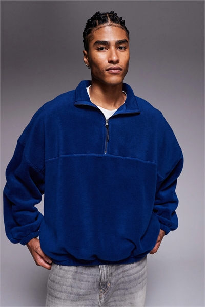 Флисовая толстовка с воротником-воронкой и застежкой-молнией на четверть длины в стиле «экстремальный оверсайз» артикул 146981904