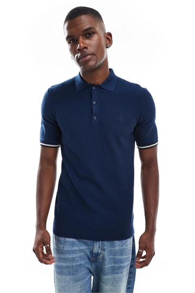 Поло с короткими рукавами и вязаной текстурой артикул 146811127