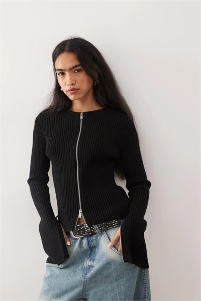 Приталенный кардиган на молнии с застежкой-молнией на рукаве артикул 152420539