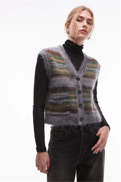 Жилет-майка из мохера и шерсти с ворсистой вязкой артикул 150205054
