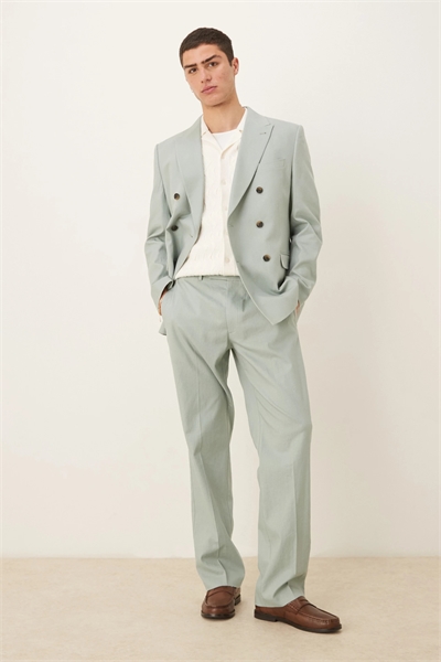 Брюки для костюма с прямыми брючинами из смешанного льна артикул 141531540