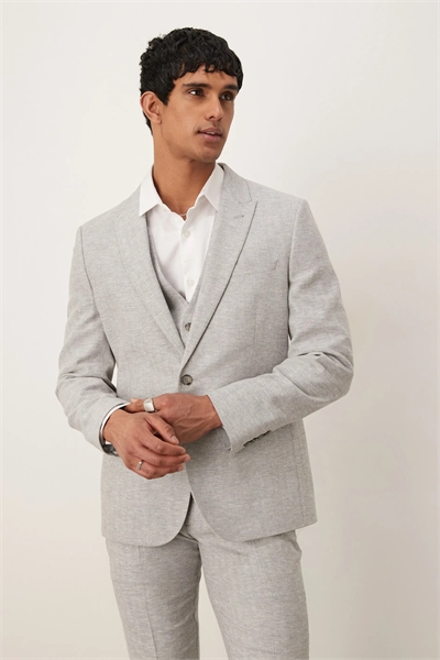 Пиджак приталенного кроя из смеси льна и хлопка артикул 139586613