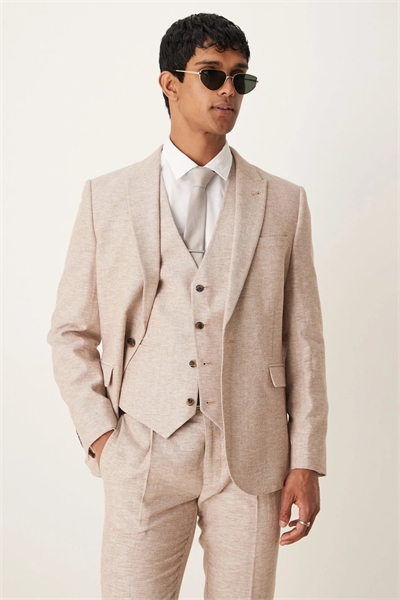 Пиджак приталенного кроя из смеси льна и хлопка артикул 139586616