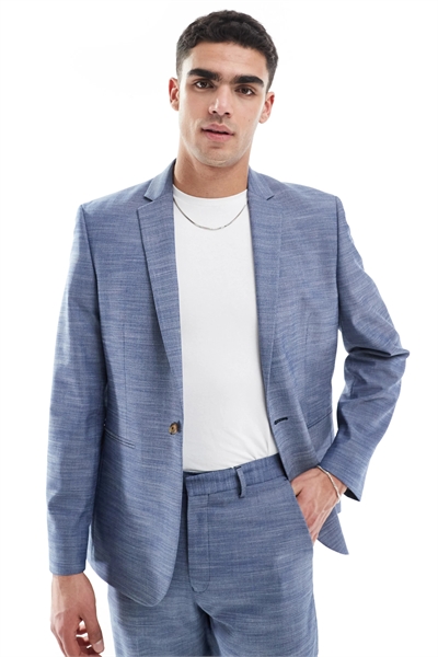 Пиджак строгого кроя под льняную ткань артикул 139623161