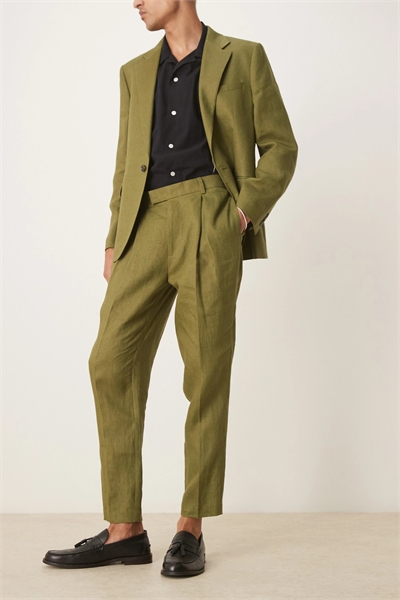 Костюмные брюки зауженного кроя из 100% льна премиум-класса артикул 139903347