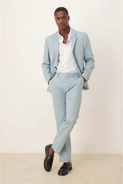 Брюки-костюм облегающего кроя с эффектом льна и складкой спереди артикул 140986707