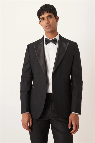 Стройный пиджак-смокинг из смесовой ткани артикул 139678761