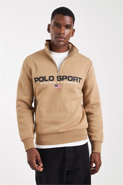 Свитшот со спортивным логотипом на флаге и полузастежкой-молнией артикул 148292289