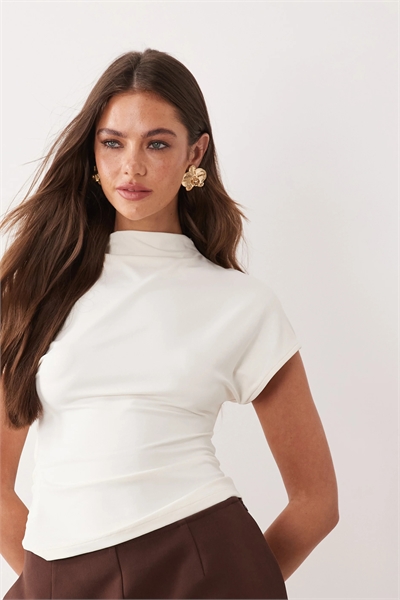 Топ из полиамида с высоким воротником, короткими рукавами и застежкой сзади артикул 156371769