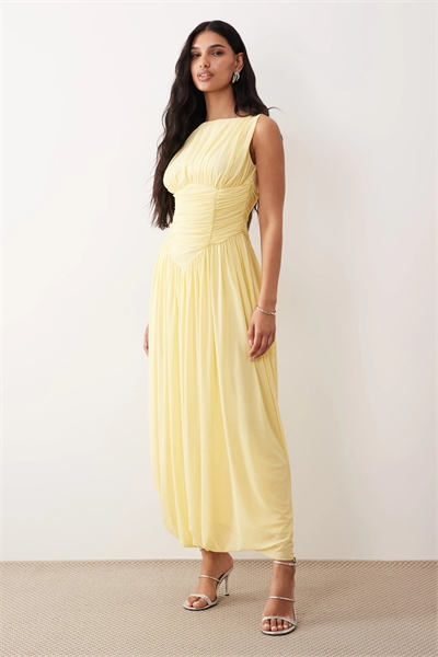 Платье с V-образным вырезом и асимметричным низом в форме «пузыря» артикул 155811200