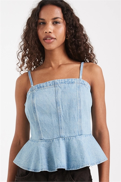 Джинсовая майка с баской артикул 150014716