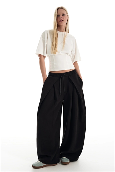 Брюки с широкими брючинами с эффектом неопрена и фиксаторами артикул 156594728