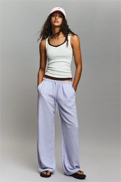 Брюки из смешанного льна с эластичным поясом артикул 156586306