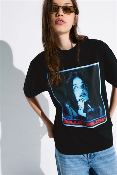 Футболка с принтом и короткими рукавами Billie Eilish артикул 156585994