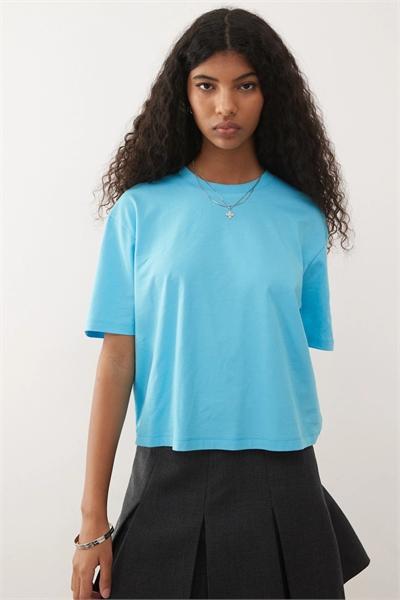 Футболка прямого кроя с короткими рукавами артикул 154636026