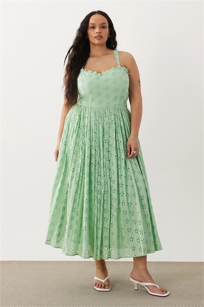 Платье-миди с корсетом и хлопковой вышивкой артикул 155943647