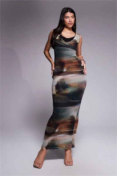 Макси-платье из сетчатого материала с элементами бюстгальтера артикул 149755313