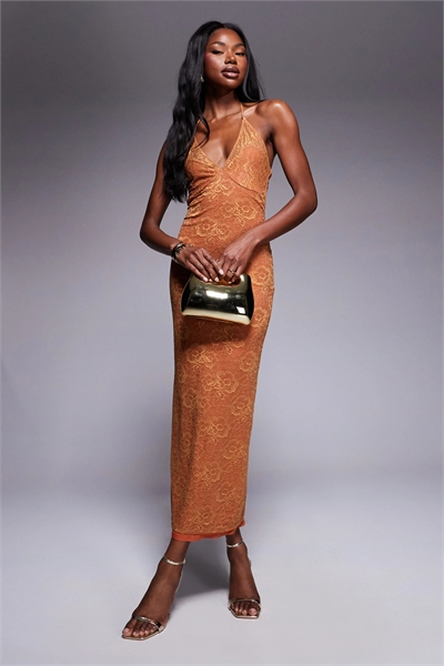 Макси-платье из кружева с прозрачными вставками артикул 146137461