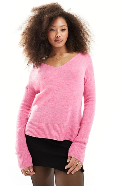 Свитер с V-образным вырезом и длинными рукавами артикул 134225147