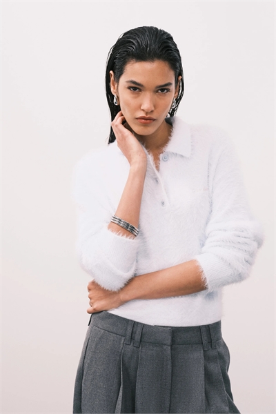 Свитер-поло с нечетким краем артикул 151339429