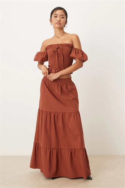 Макси-юбка с рюшами на талии и воланами co-ord артикул 154717514