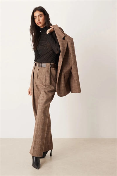 Брюки с высокой талией и прямым кроем из смешанной шерсти, с поясом артикул 149859085