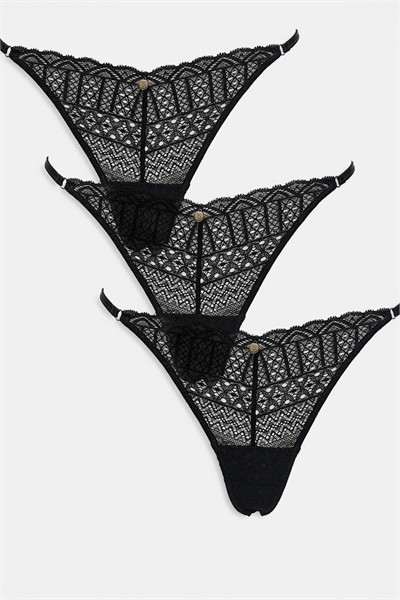 Комплект из 3-х кружевных стрингов артикул 141005969