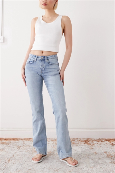 Джинсы с зауженным кроем и расклешенными штанинами из ткани Tension артикул 154840096