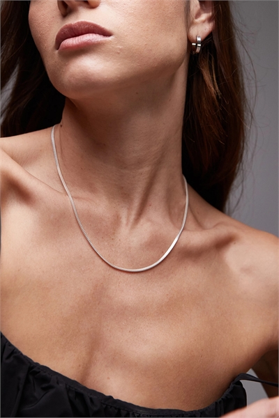Колье из стерлингового серебра с плоской змеиной цепочкой длиной 18–20 дюймов артикул 136675198